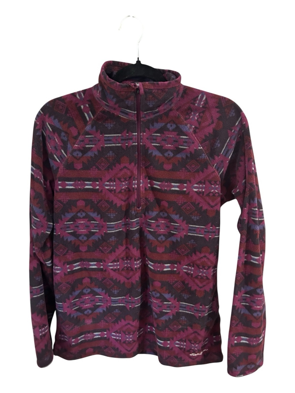 Eddie Bauer Zip-Up Fleece Pullover - Maroon Aztec Pattern